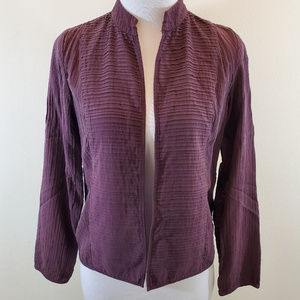 Eileen Fisher Textured Silk Open Front Jacket